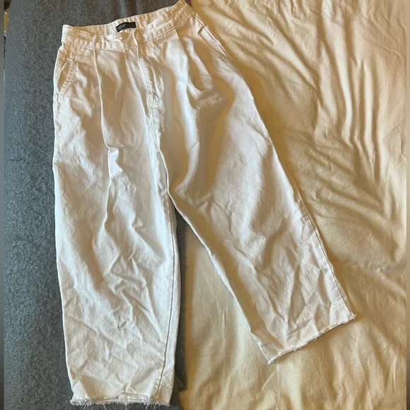 White balloon capri jeans - wide leg / straight leg jeans - Picture 3 of 7